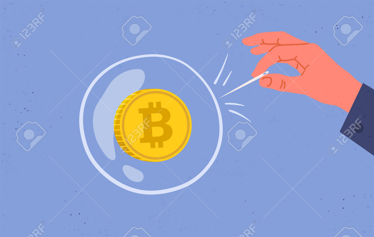 Conceito De Bolha De Bitcoin E Especulação. Riscos E Perigos De Investir Em  Bitcoin. Bolha Financeira. Ilustração De Desenho Animado Plano Royalty Free  SVG, Cliparts, Vetores, e Ilustrações Stock. Image 162884486
