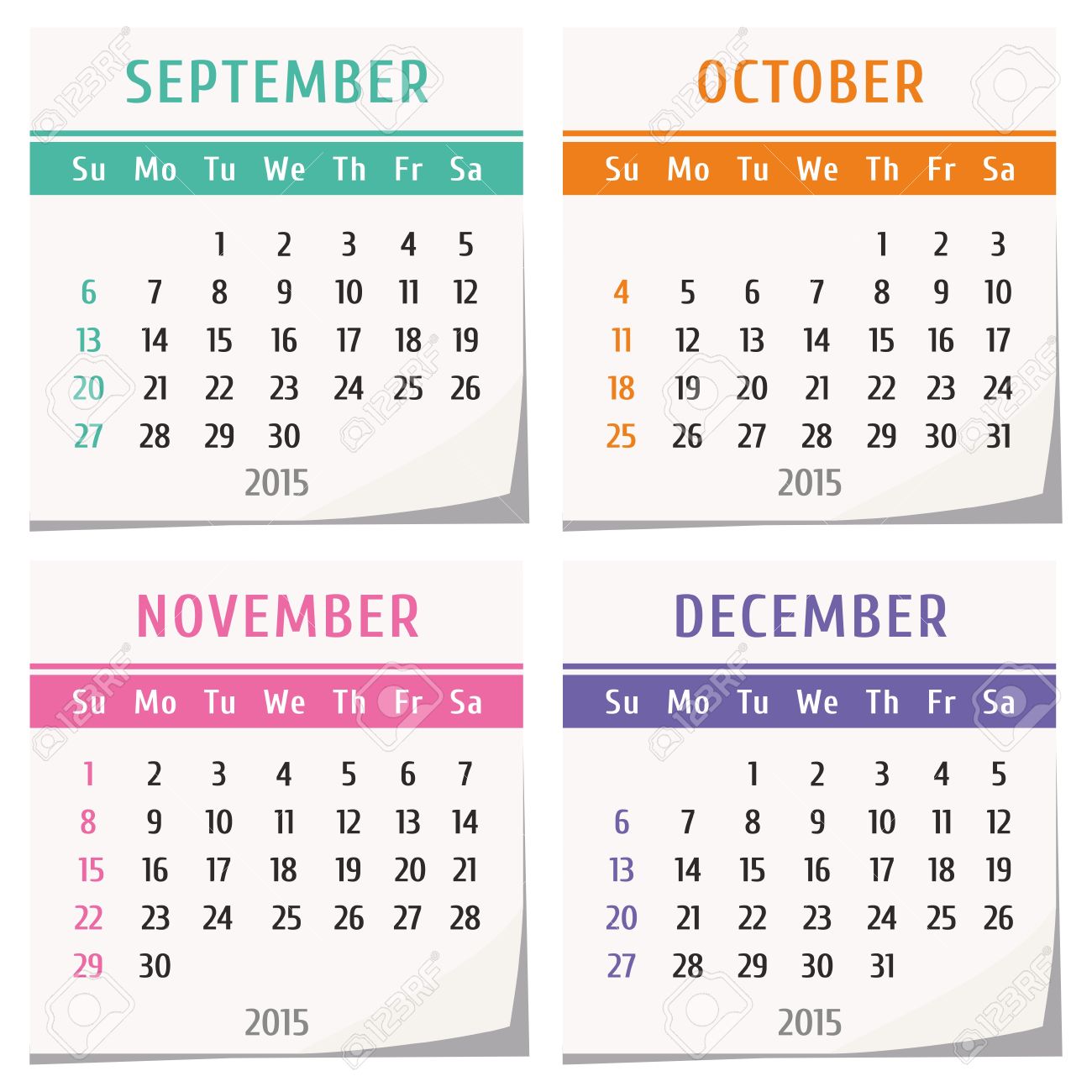 2015 diseño de calendario conjunto de cuatro meses septiembre calendario septiembre 2015