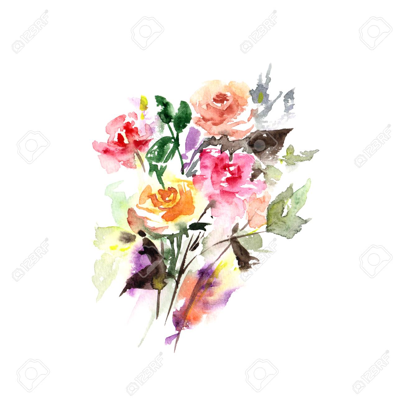 drawing roses watercolor flowers greeting card wedding invitation