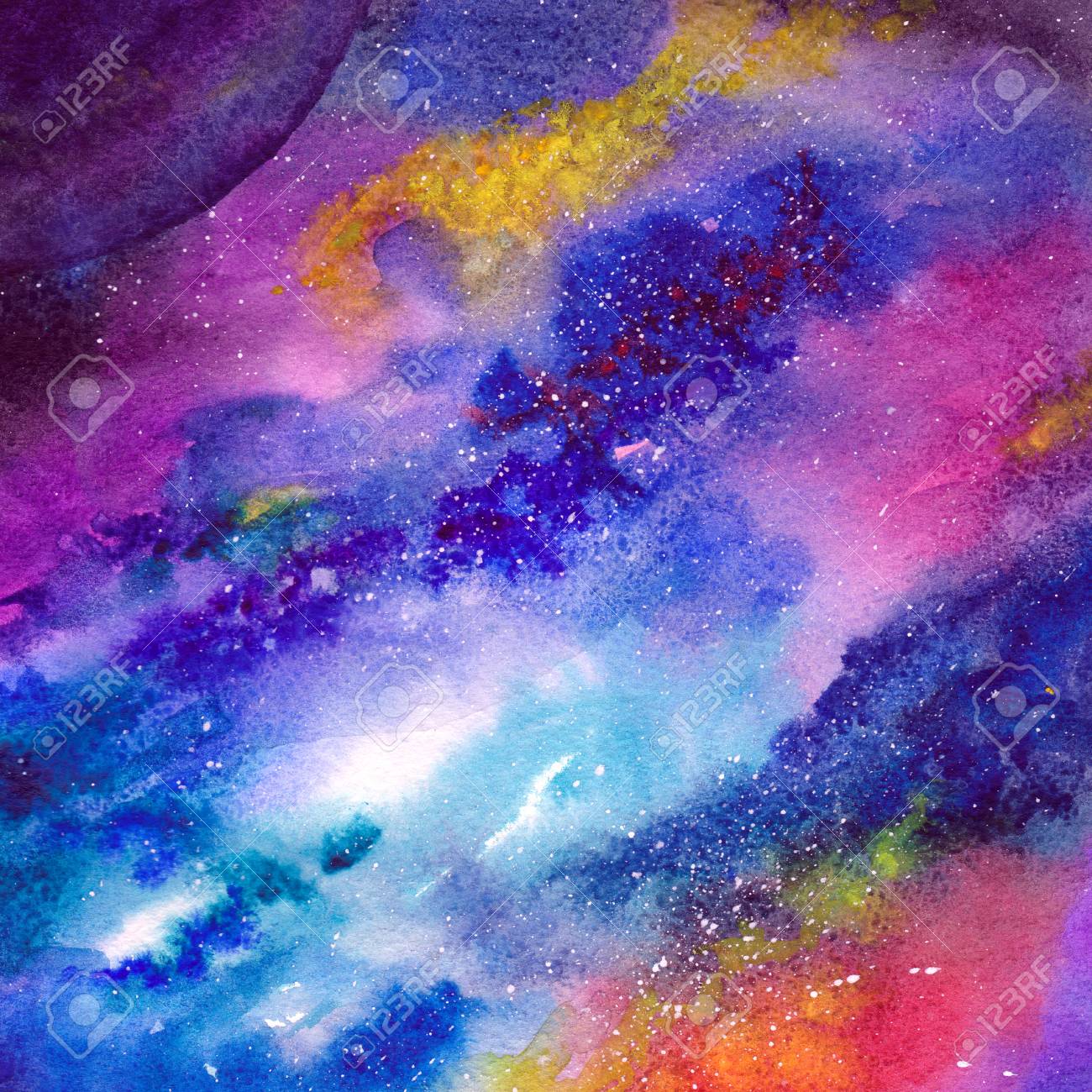 スペースの背景 宇宙 星 天の川と水彩アートの背景 大学の芸術の