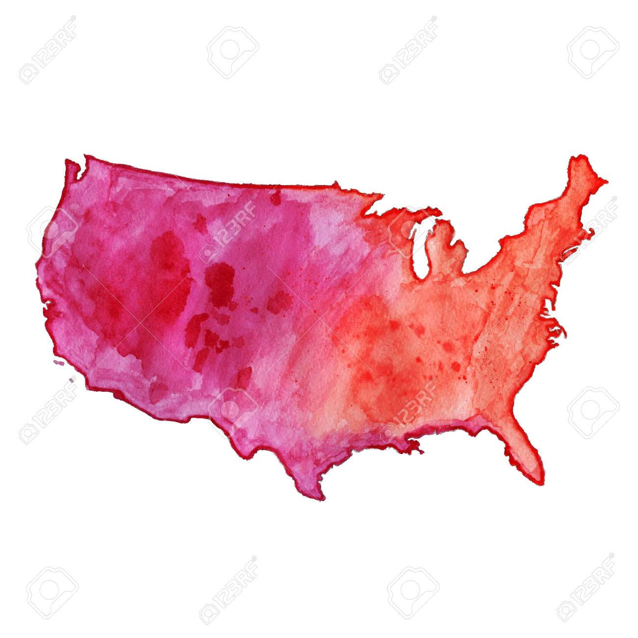 usa red watercolor vector map us watercolor vector map united