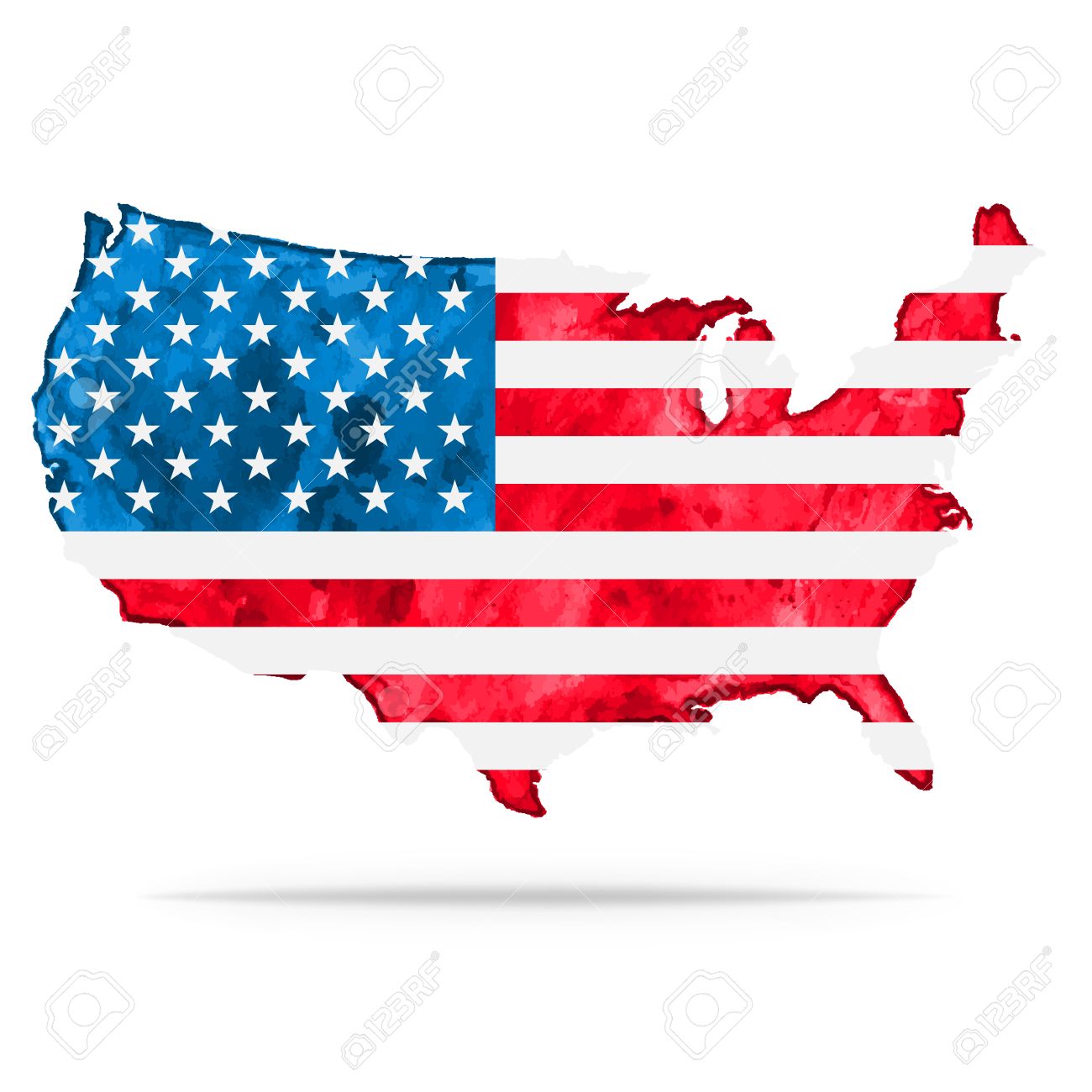 usa watercolor vector map with flag us watercolor vector map