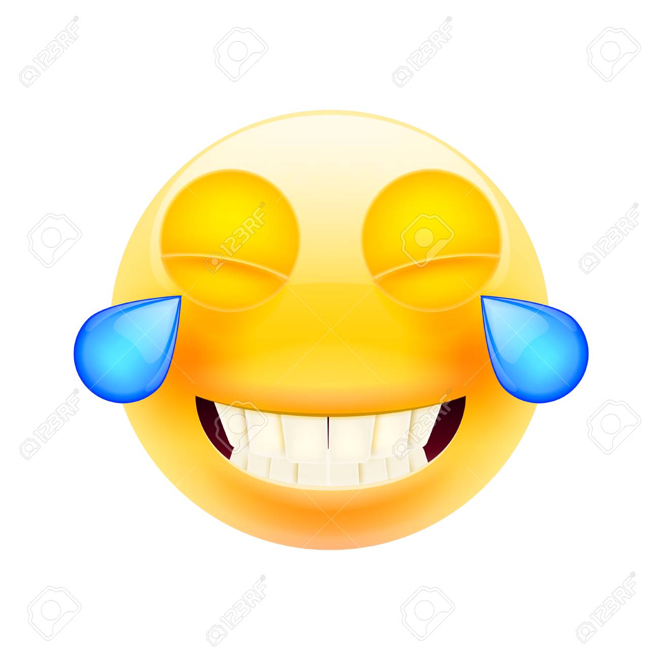 laughing emoticon with tears realistic modern emoji isolated