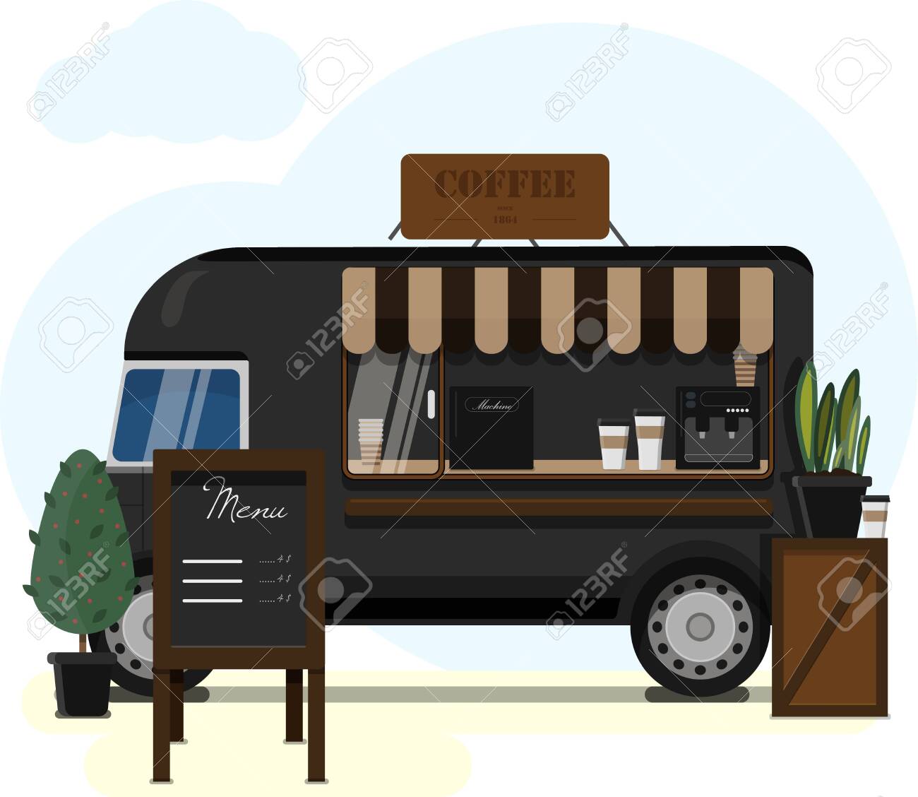 selling coffee from a van