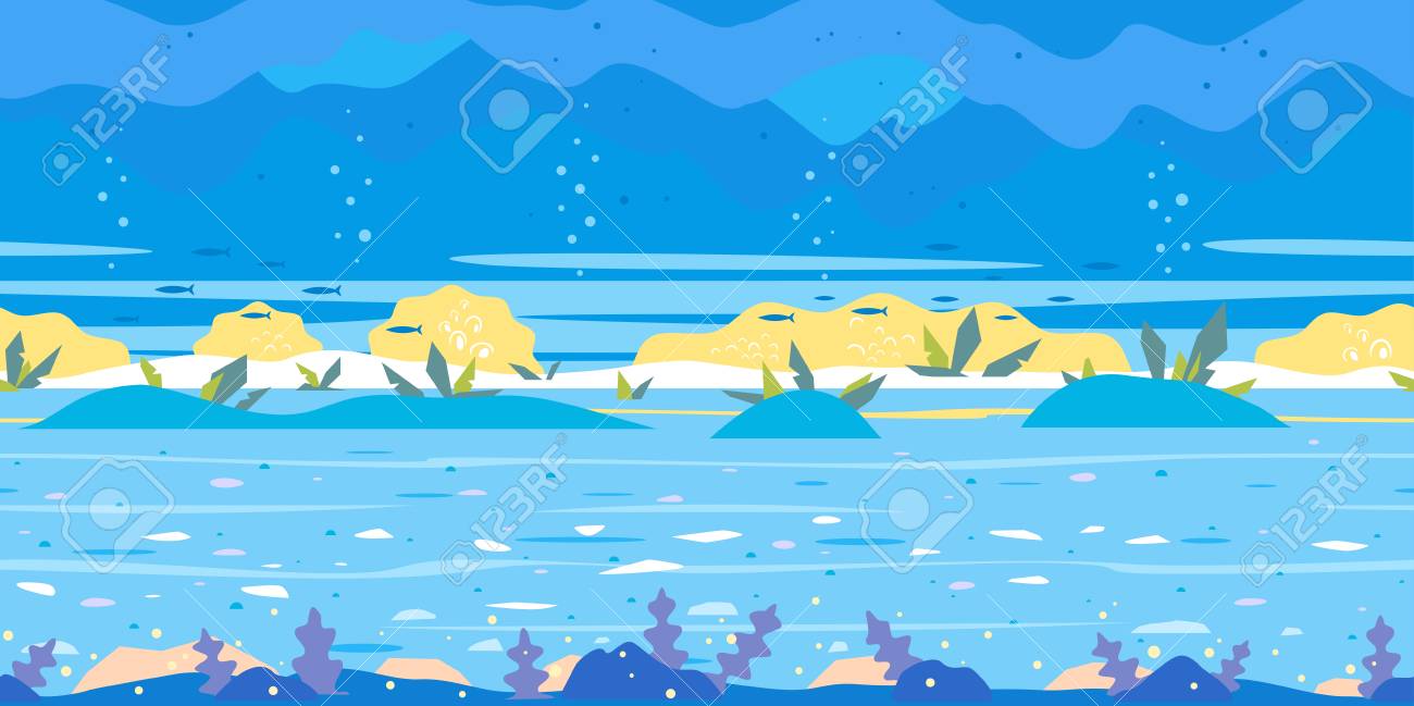 Underwater Landscape Ocean Floor With Diffenerent Plants Nature