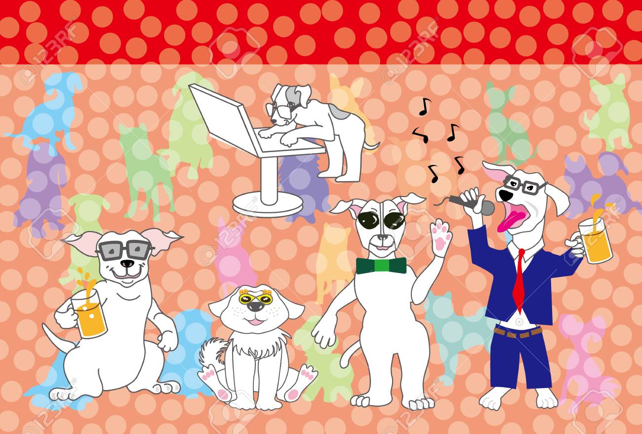インターネットはがきとカラオケに面白い犬 の写真素材 画像素材 Image 5026