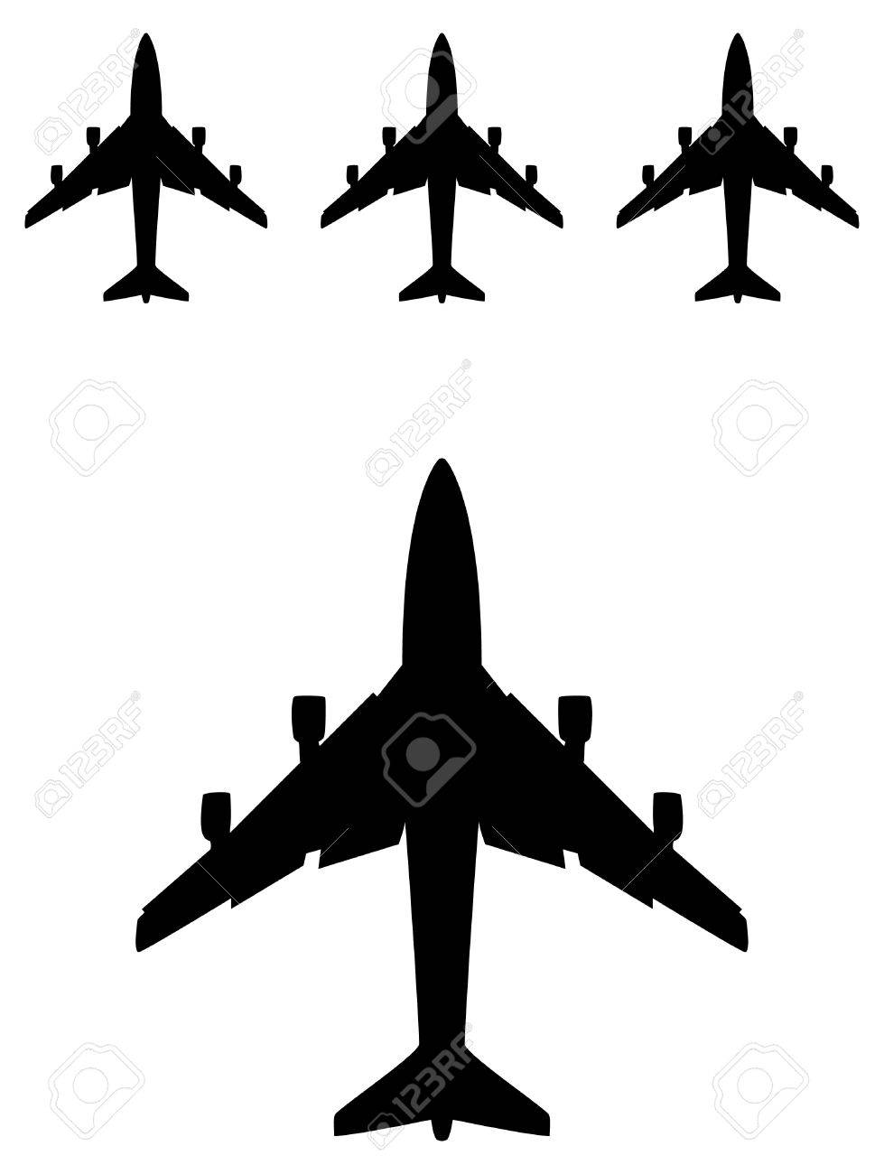 旅行のアイコン ベクターの黒い飛行機のシルエットのイラスト素材 ベクタ Image