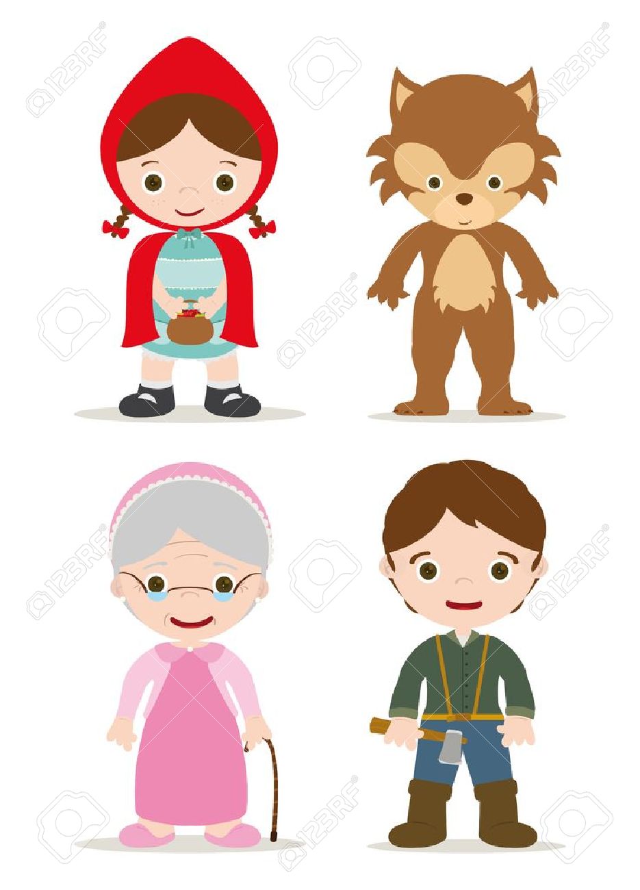Little Red Hood Characters From Tale Royalty Free Cliparts Vectors And Stock Illustration Image