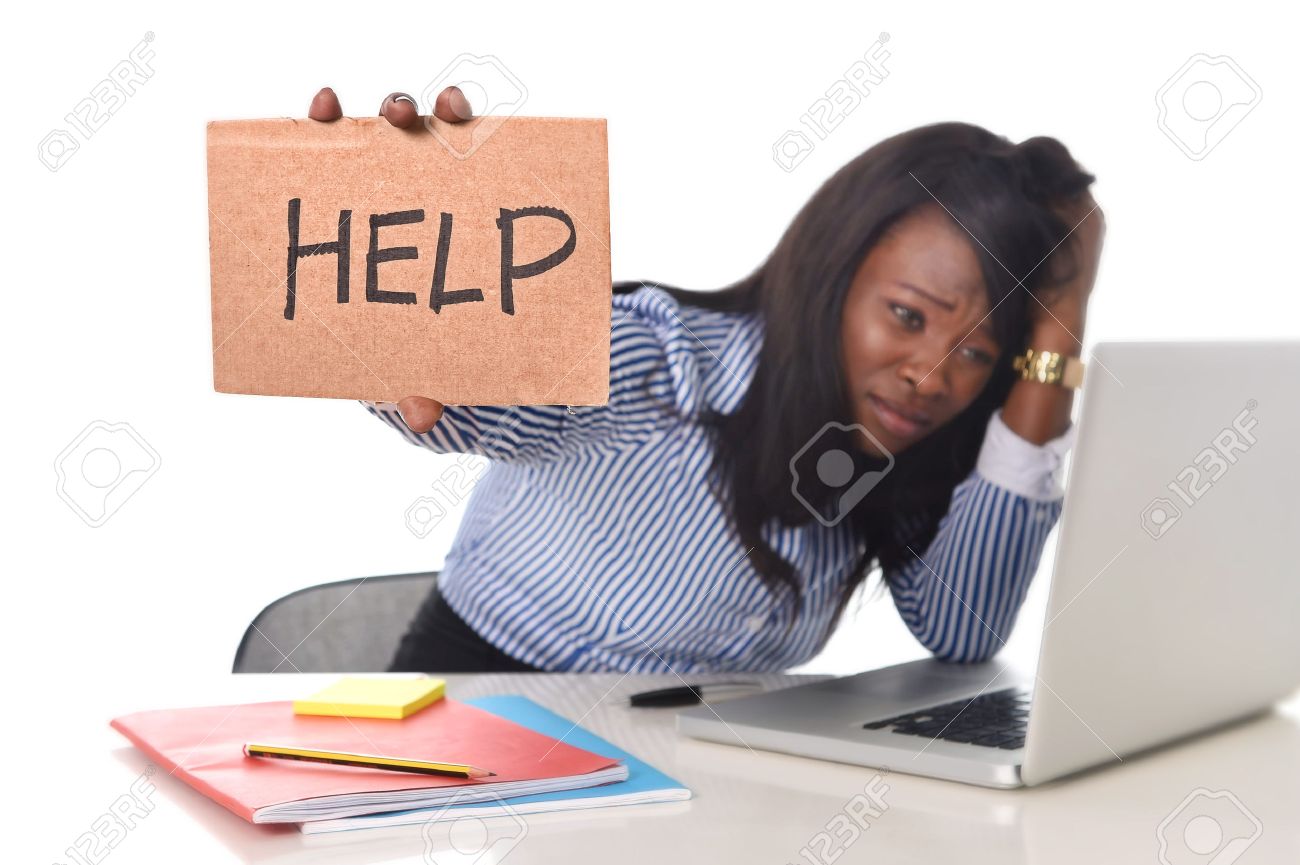 black african american ethnicity tired and frustrated woman working
