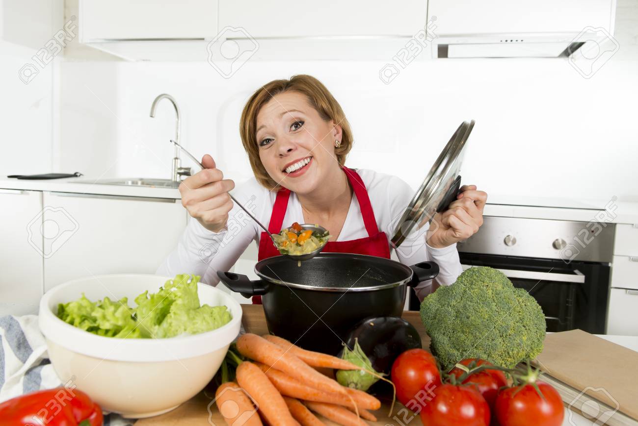 Cook Woman In Red Apron photo