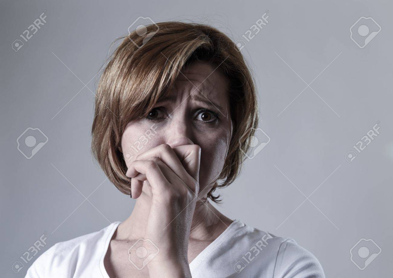 Young Devastated Depressed Woman Crying Sad Feeling Hurt Suffering  Depression In Sadness Emotion Gesturing Helpless In Pain Face Expression  Isolated Background Desperate Stock Photo, Picture And Royalty Free Image.  Image 71909517.