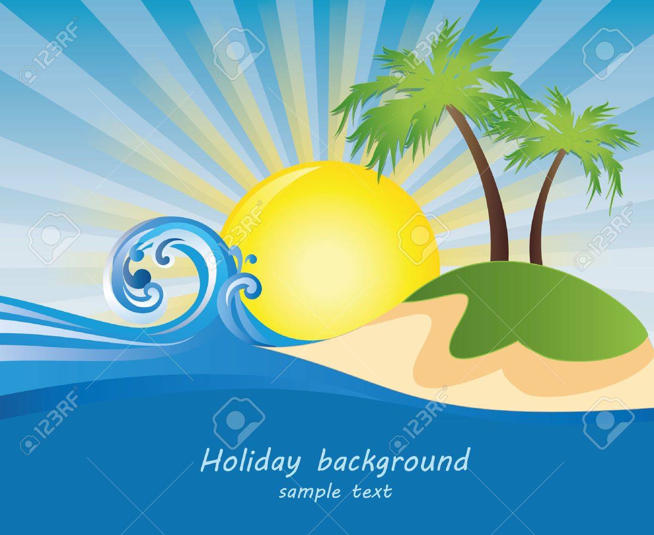 summer themed beach illustration background with place for text