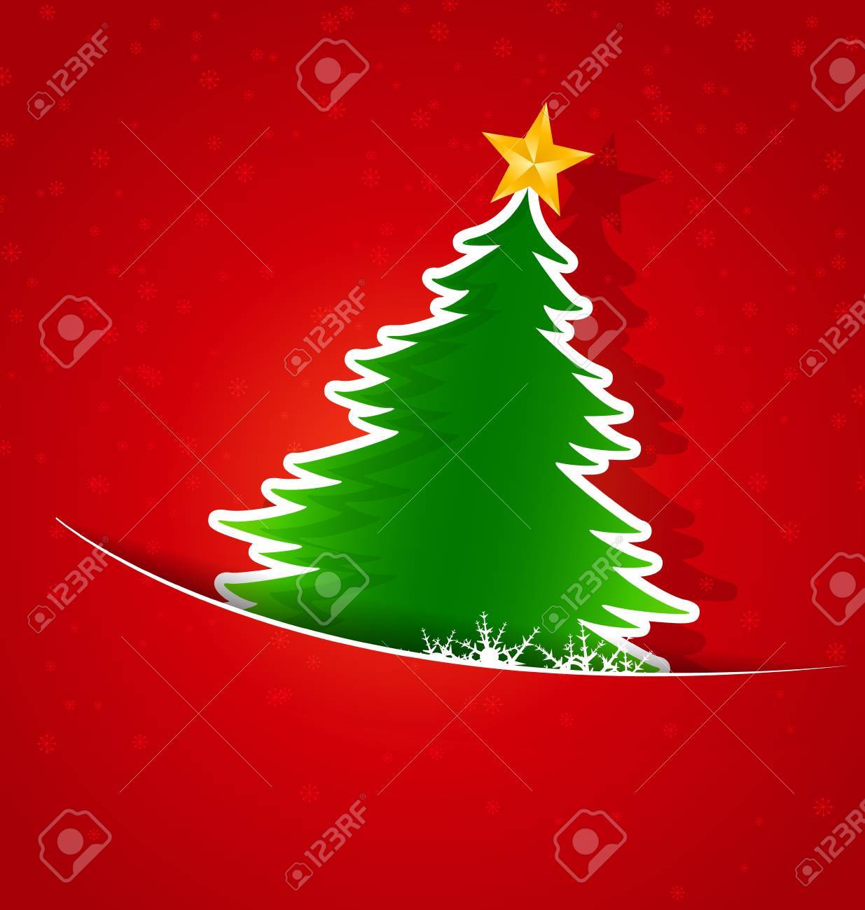 メリー クリスマス カード クリスマス ツリー 雪の結晶のイラスト素材 ベクタ Image