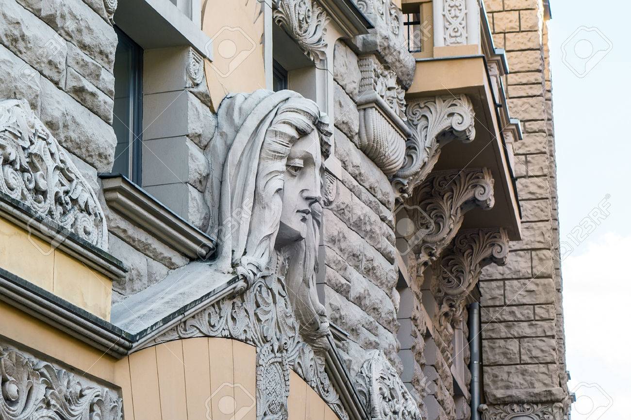 detail of art nouveau building in riga latvia art nouveau