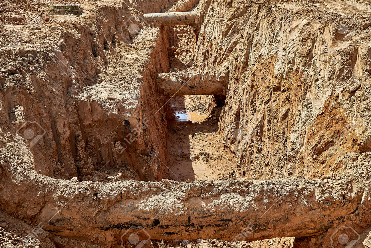 During the reconstruction of the water supply system three old water pipes were found in the ground - 163142925 During the reconstruction of the water supply system three old water pipes were found in the ground - 163142925