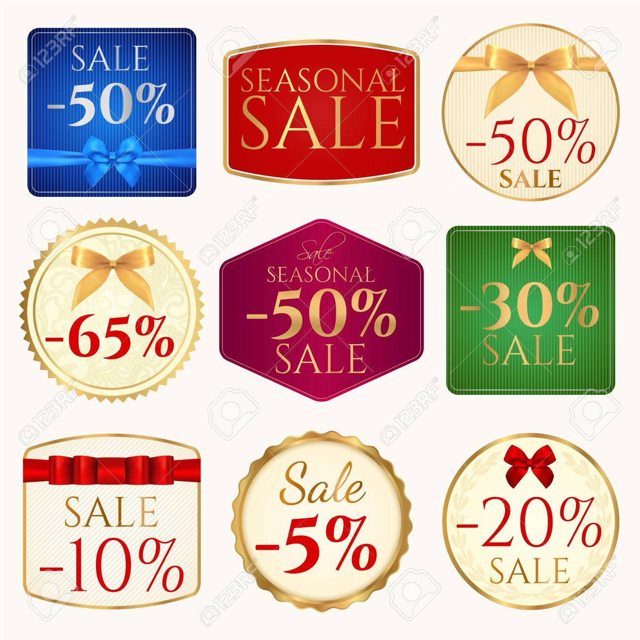 vector set colorful sale banner coupon or tag template with