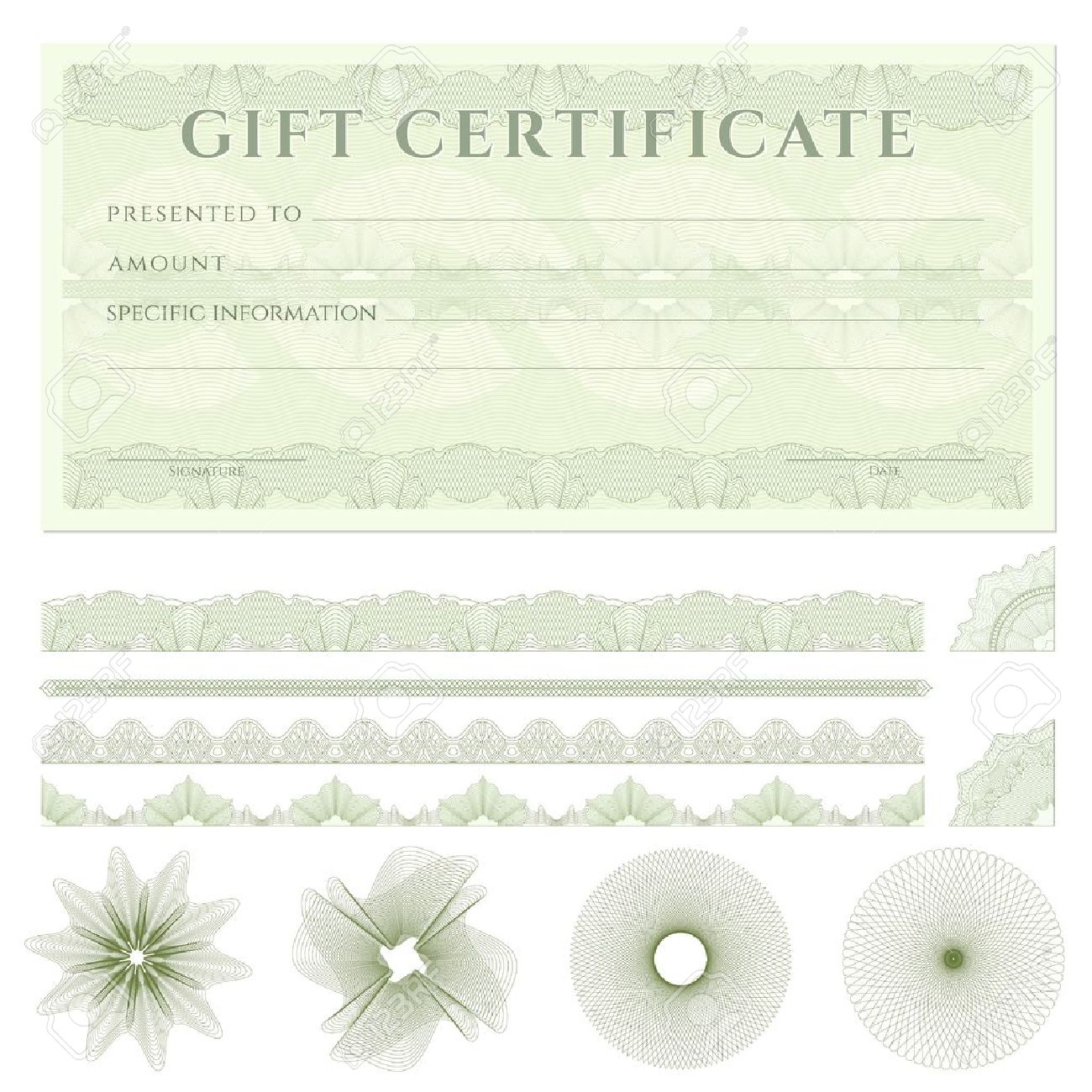 gift certificate voucher template with guilloche pattern