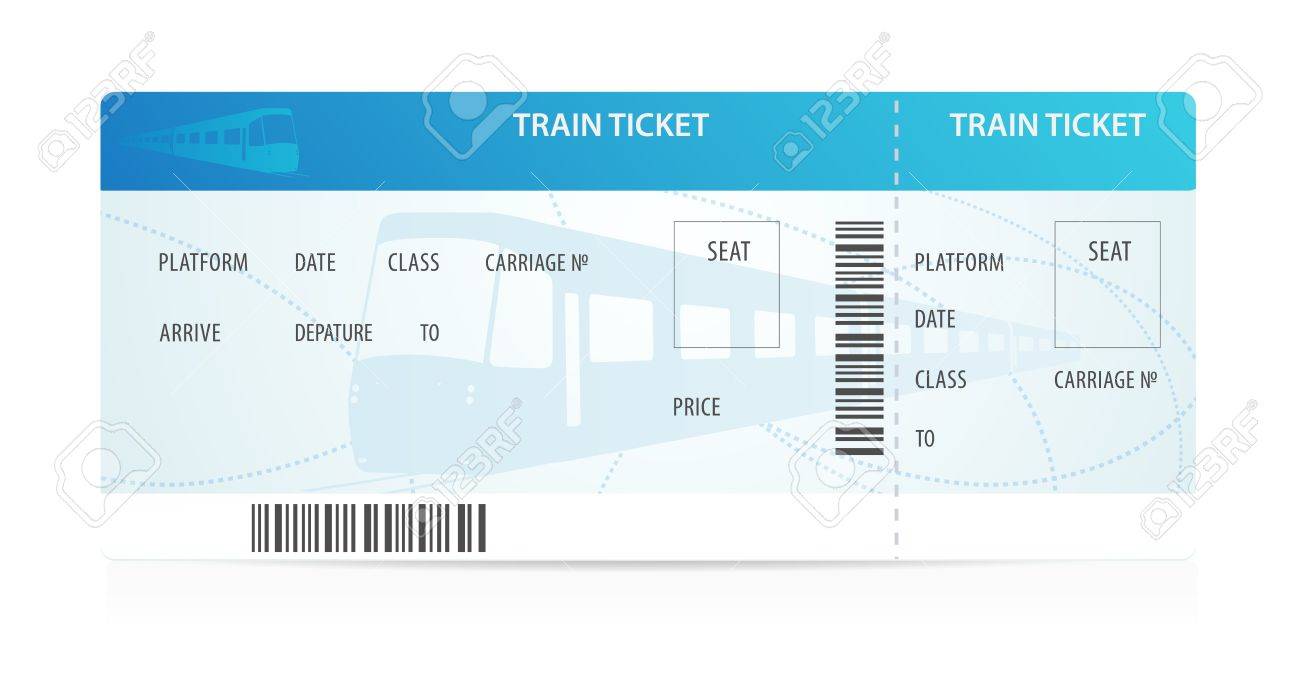 Train ticket tamplate (layout) with train silhouette on background. Travel by Railway Transport. Enjoy your vacation. Isolated illustration on white background - 19374809 Train ticket tamplate (layout) with train silhouette on background. Travel by Railway Transport. Enjoy your vacation. Isolated illustration on white background - 19374809