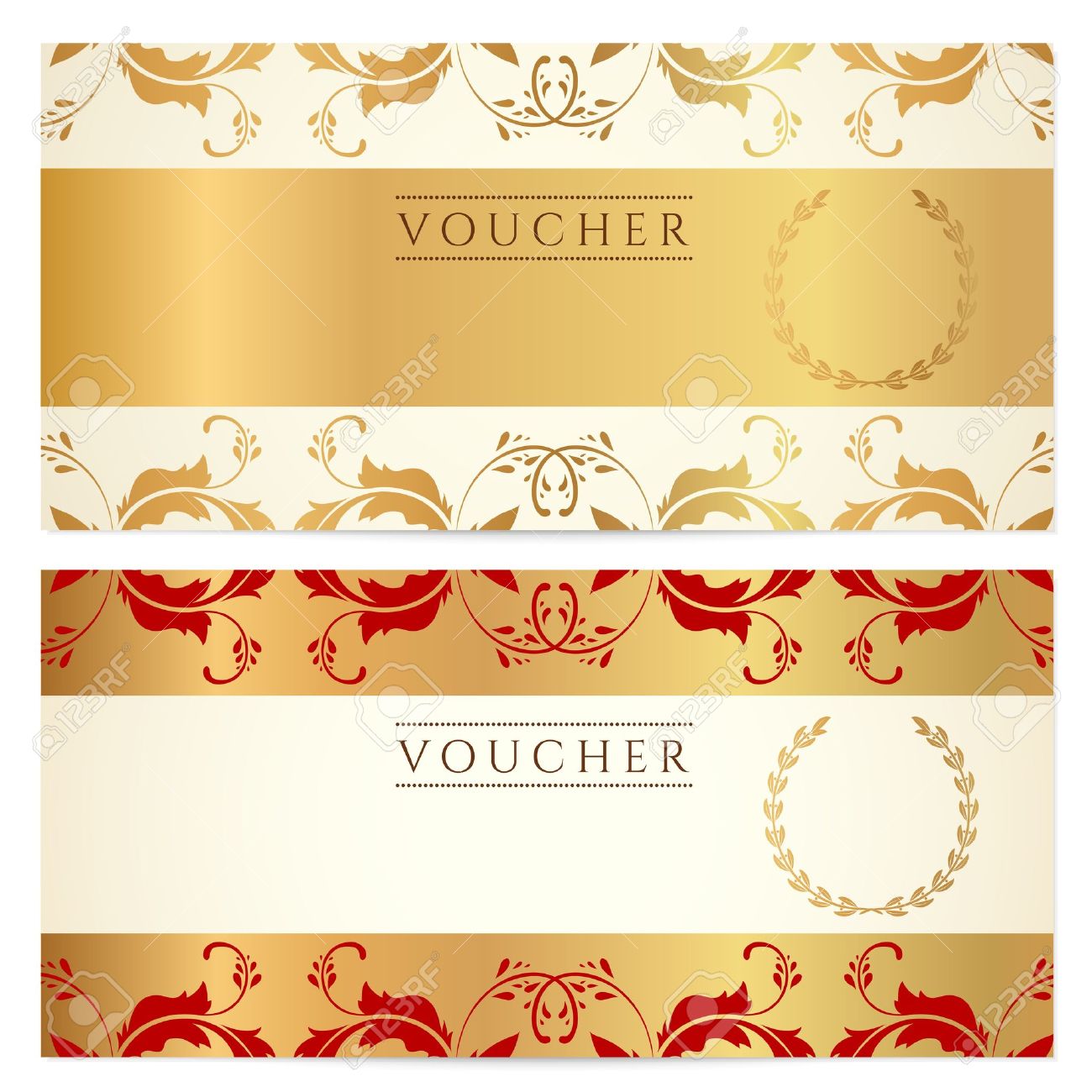 voucher gift certificate coupon template with floral border