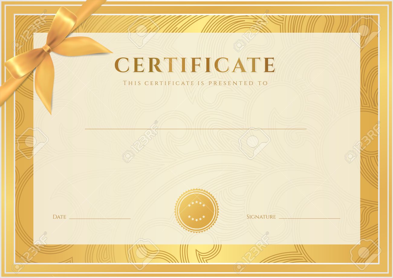 Certificate Diploma Of Completion Template Background Gold Royalty Free Cliparts Vectors And Stock Illustration Image 21670397