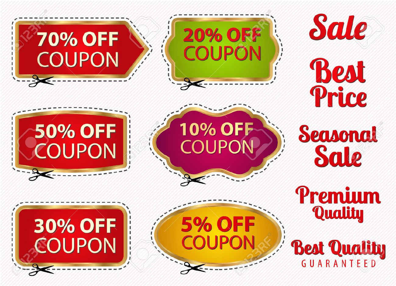 set sale coupons labels banner tag template layout with royalty coupon layout