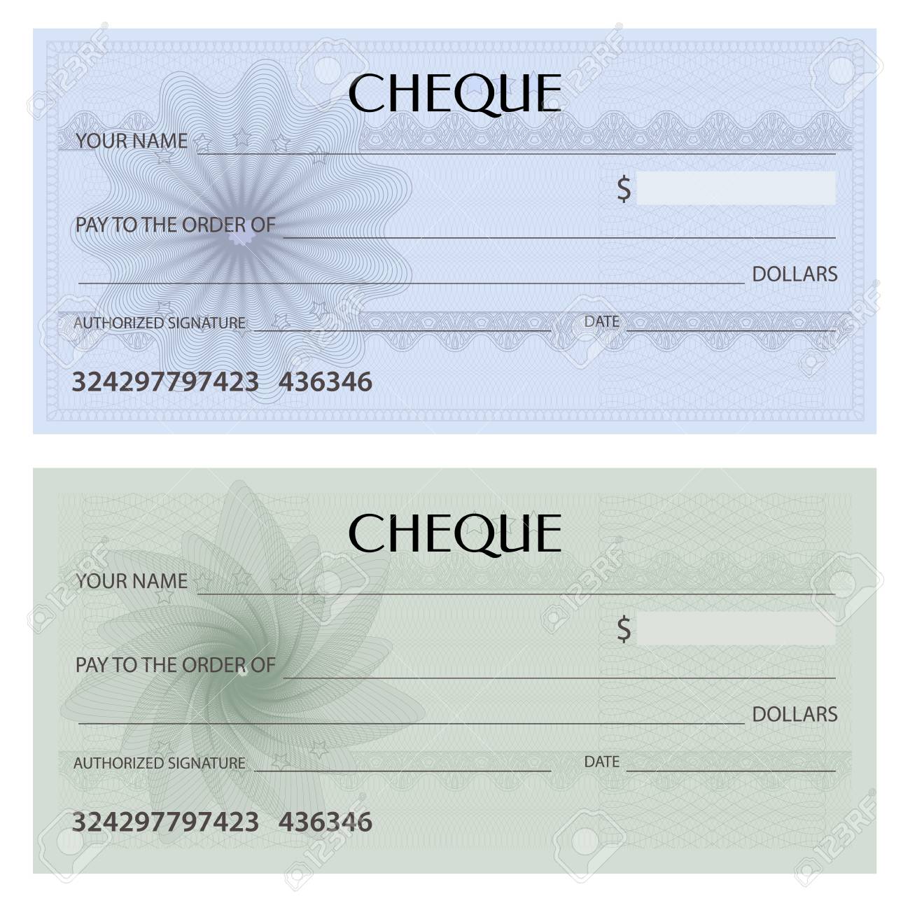 check cheque chequebook template guilloche pattern with watermark cheque design template