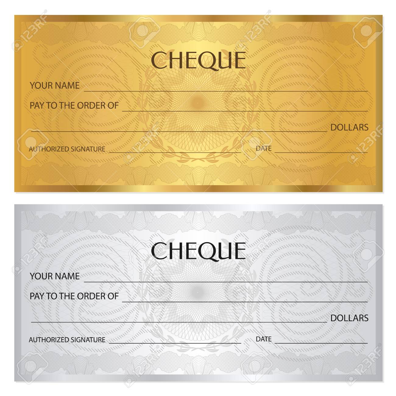 小切手 小切手 小切手帳テンプレート 透かし スピログラフ付きギヨーシュパターン 紙幣 お金のデザイン 通貨 紙幣 バウチャー ギフト券 クーポン チケットの背景のイラスト素材 ベクタ Image