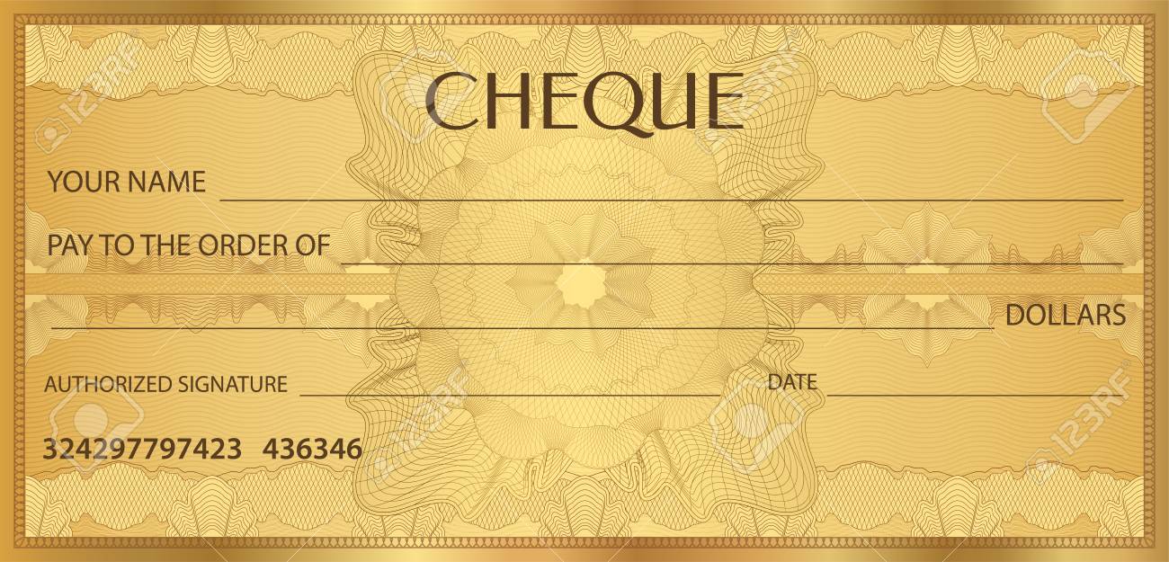 check cheque chequebook template guilloche pattern with cheque design template