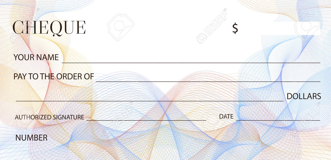 Cheque (Check Template), Chequebook Template. Blank Bank Cheque Intended For Blank Business Check Template Word