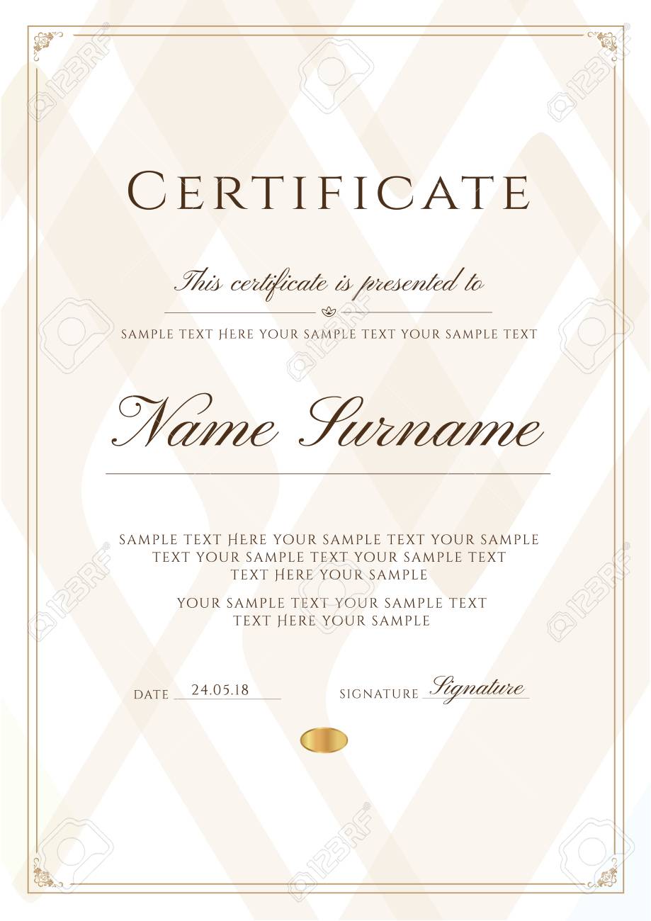 Certificate Template With Frame Border And Pattern. Design For Pertaining To Scroll Certificate Templates