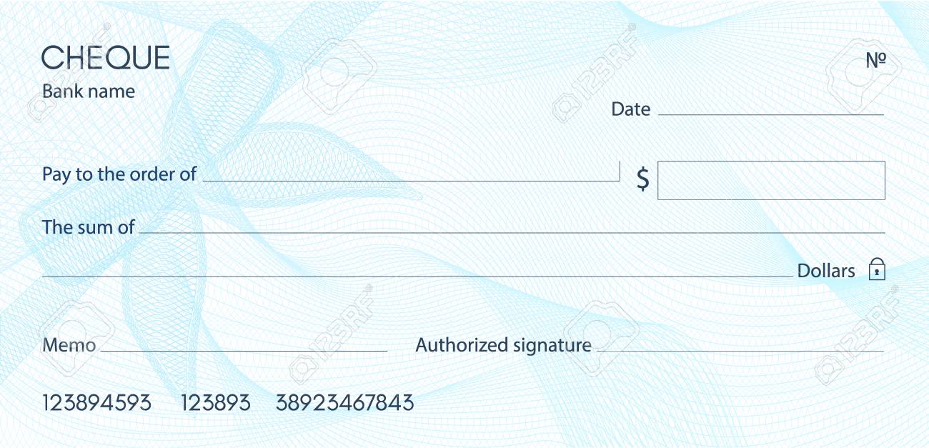 check cheque chequebook template guilloche pattern with blue cheque book template