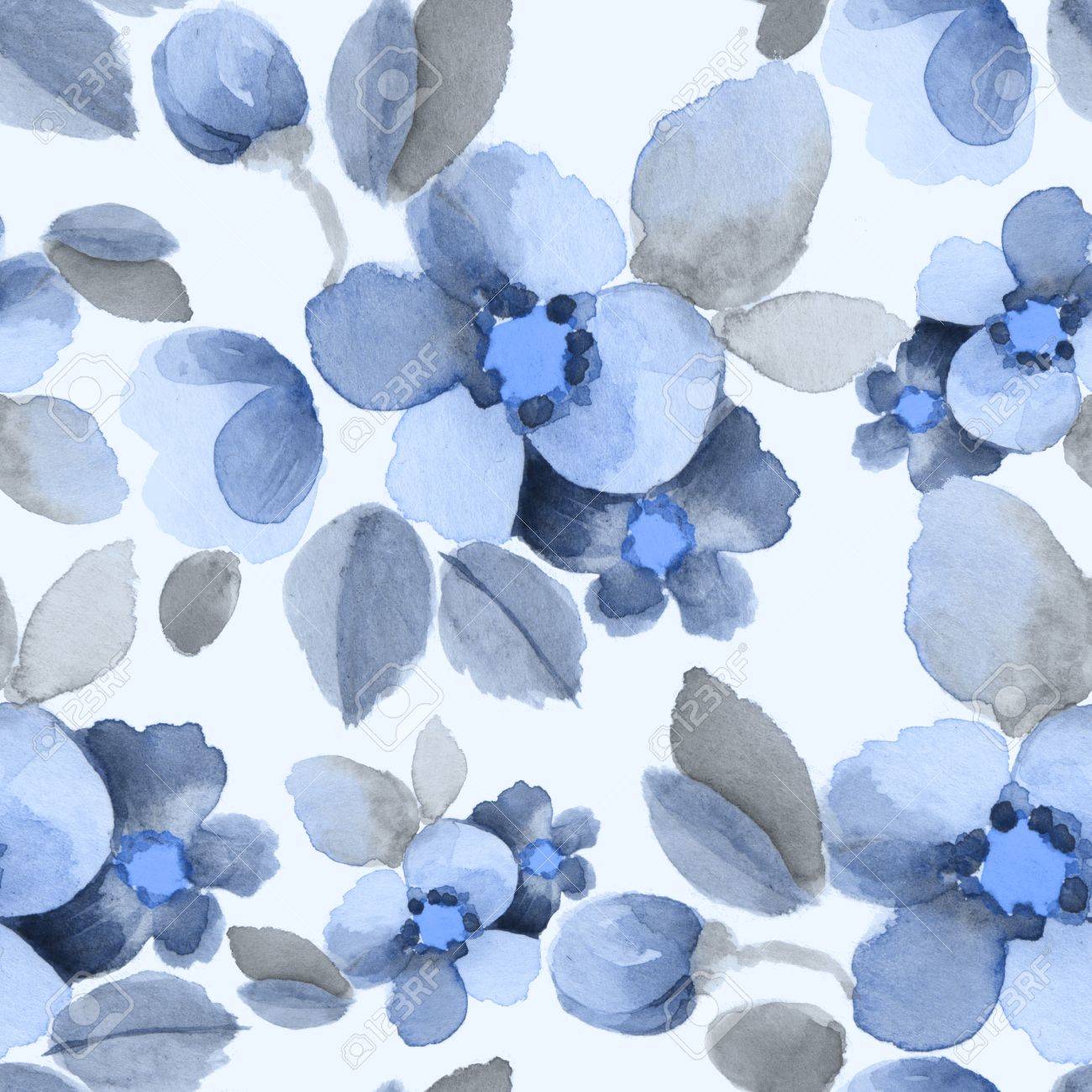 Summer flowers. Watercolor seamless floral pattern 7 - 49827819 Summer flowers. Watercolor seamless floral pattern 7 - 49827819