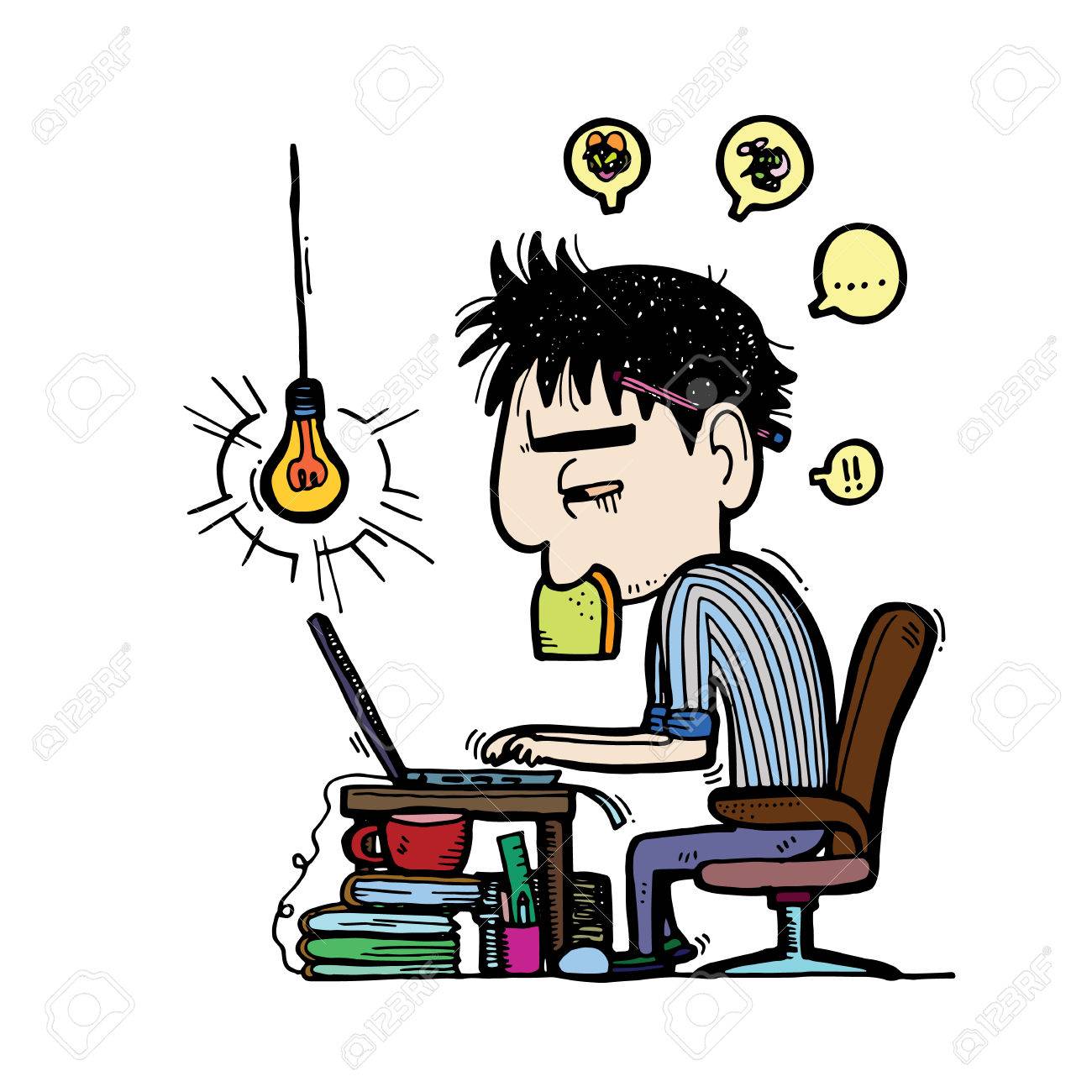 illustration business man employee being desperate of too much too much work