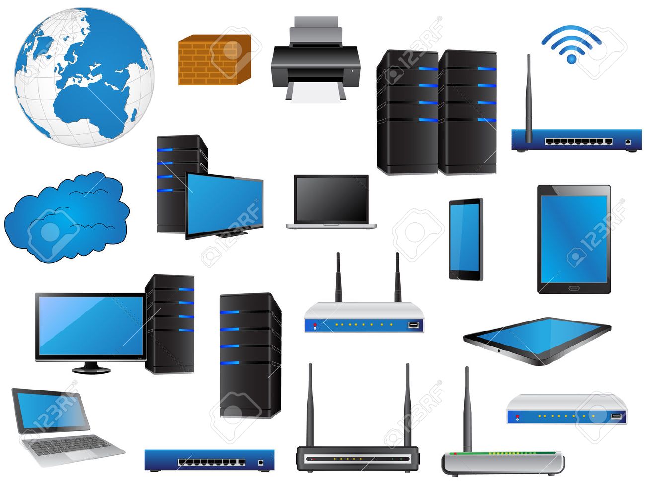 lan network diagram icons vector illustrator eps 10 for business lan network