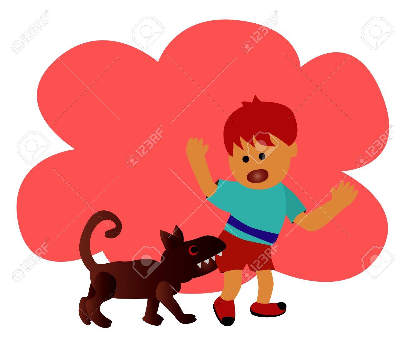 少年は犬に噛まれた危険 のイラスト素材 ベクタ Image