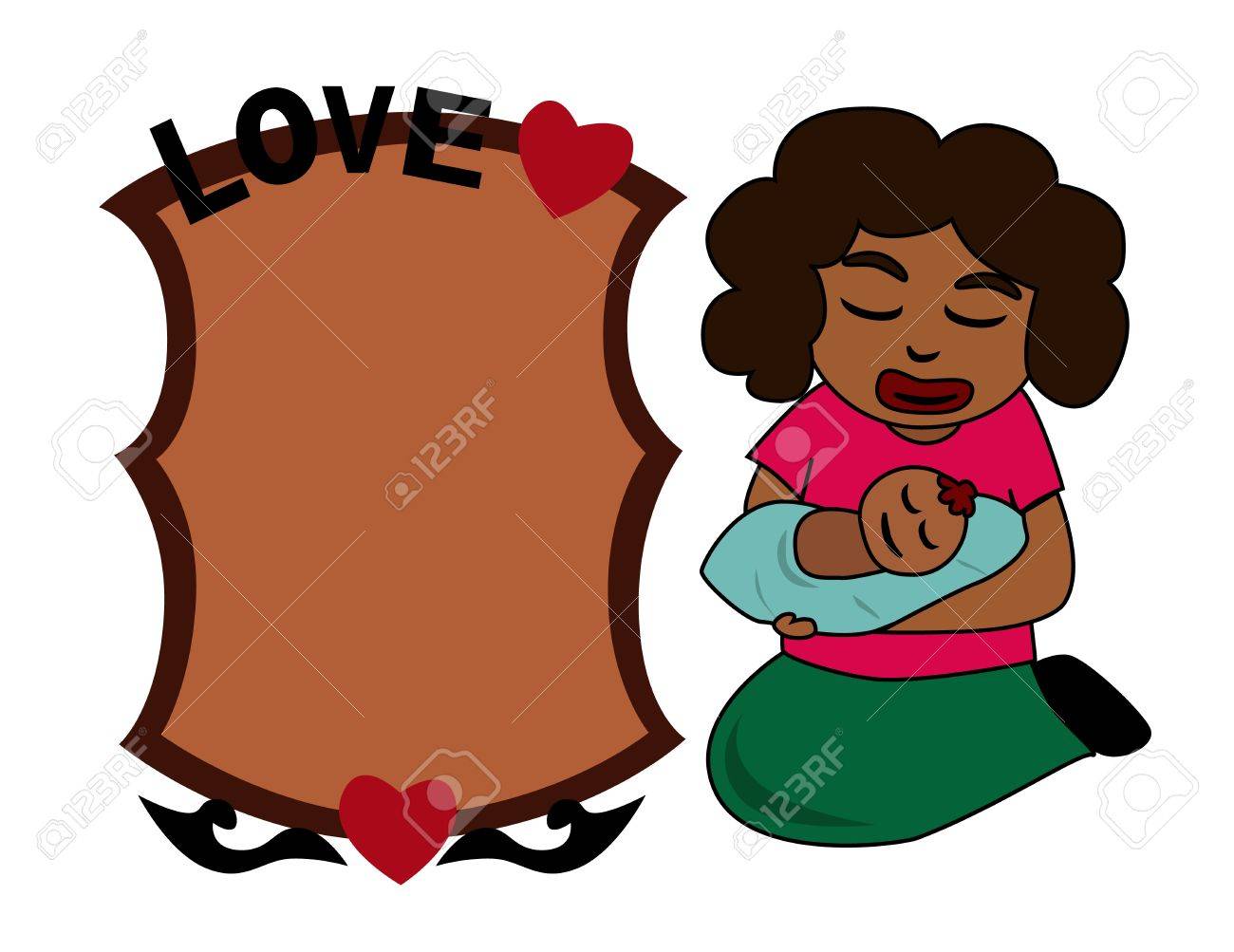 Illustration Maman Africaine Avec Bebe Vous Pouvez Ecrire Du Texte En Blanc Vide Banque D Images Et Photos Libres De Droits Image