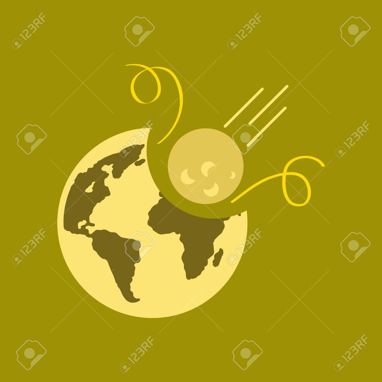 スタイリッシュな背景自然隕石地球上フラット アイコンのイラスト素材 ベクタ Image