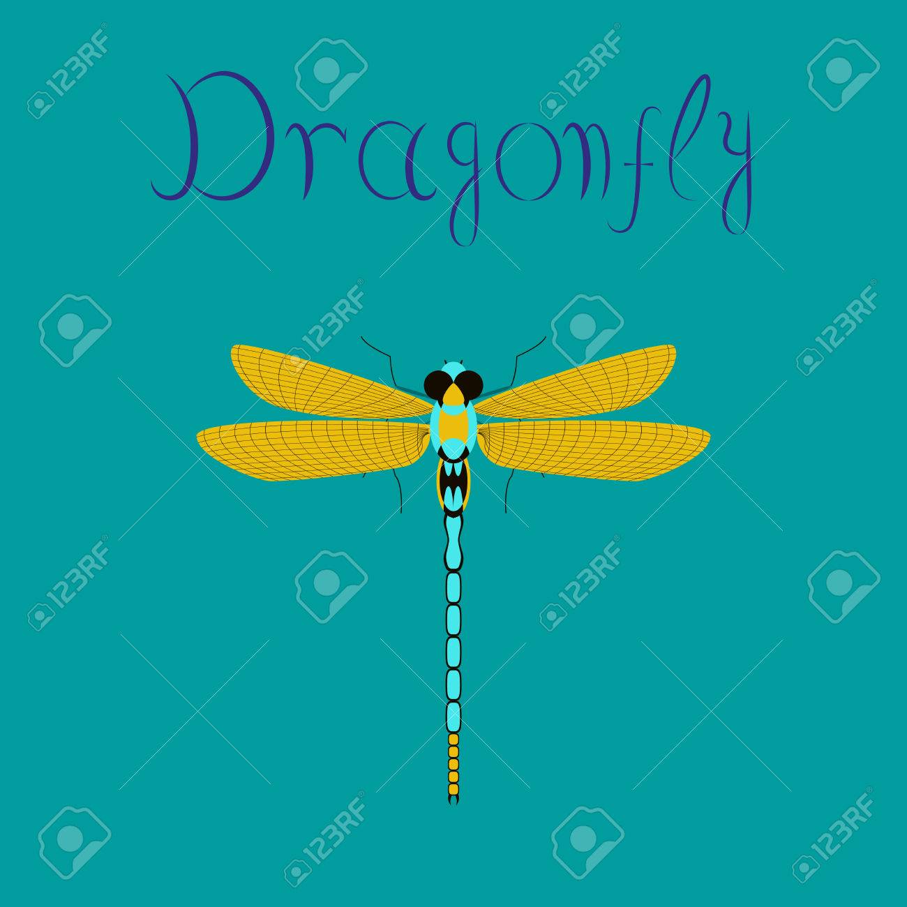 スタイリッシュな背景昆虫トンボのフラットの図のイラスト素材 ベクタ Image 64998551