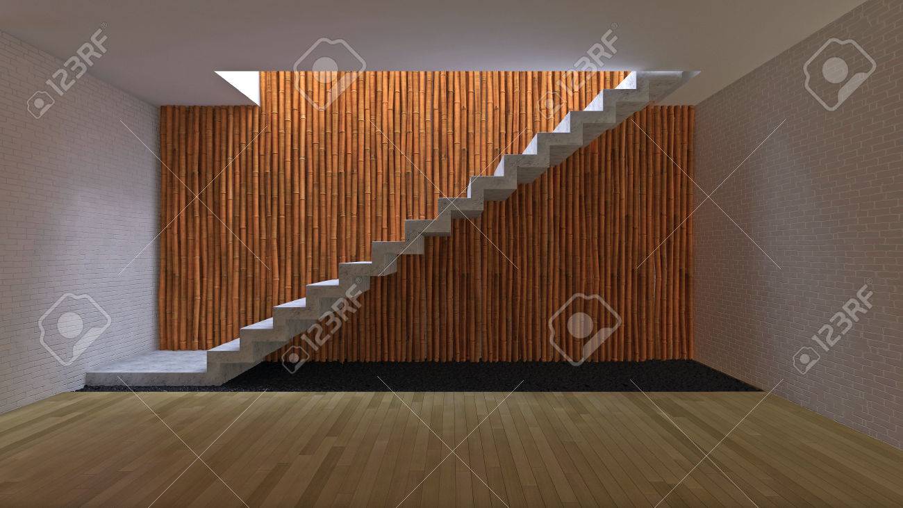 Diseno 3d Interior De La Habitacion Con Paredes De Bambu Fotos