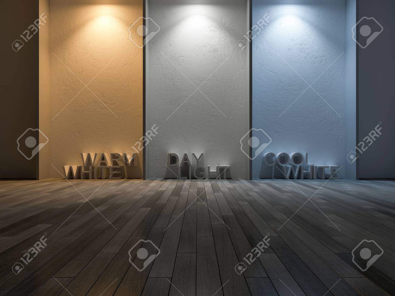 3d Rendering Image Of 3 Color On Concrete Wall Made By Use 3