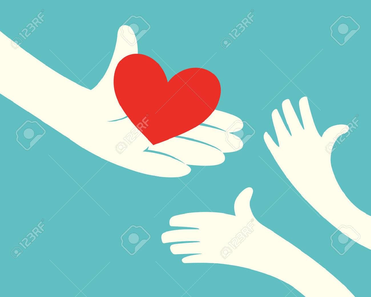 Close Up Of Hand Holding Red Heart And Hands Of Children On Green  Background Royalty Free SVG, Cliparts, Vectors, and Stock Illustration.  Image 52375223., image size:1300x1040