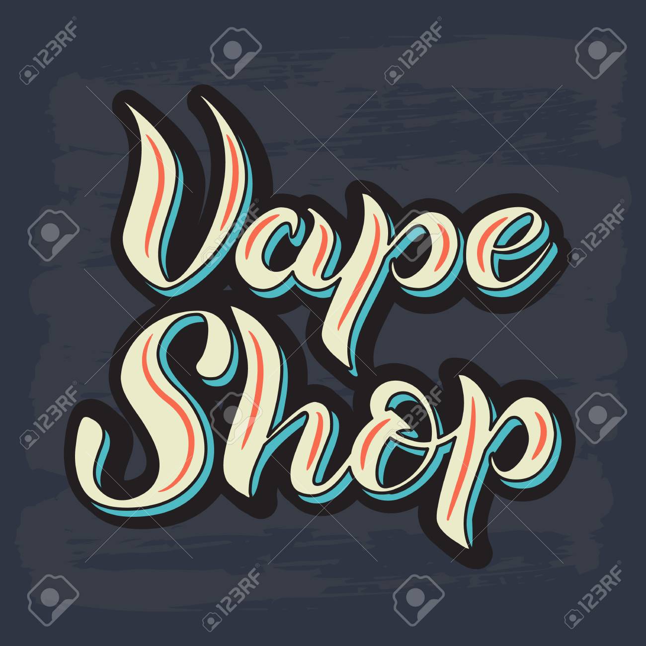 vector illustration with graphic elements and lettering vape