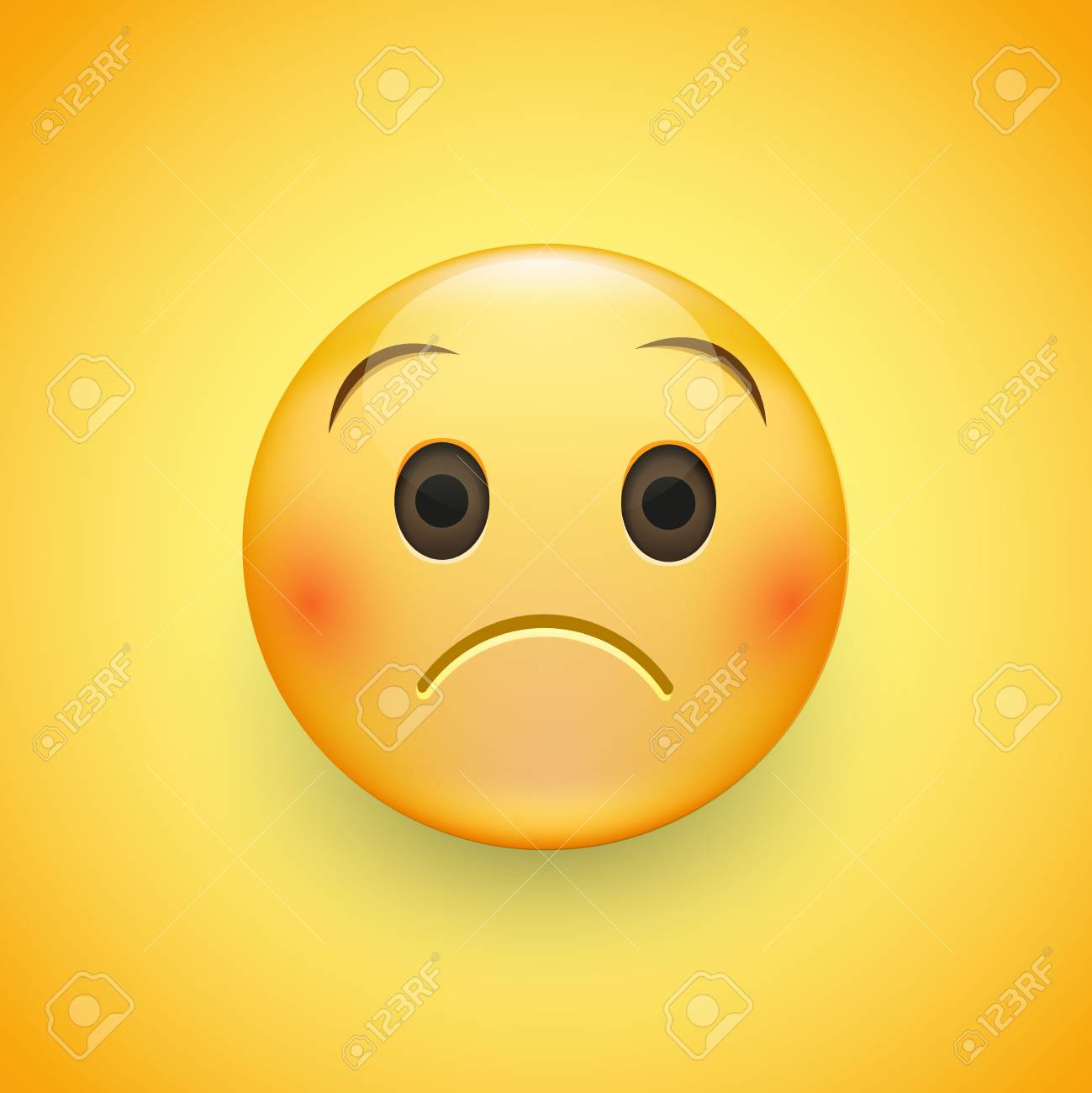Emoji Face That Is A Little Bit Sad, With A Slight Frown And Neutral Eyes  On Yellow Background Royalty Free Cliparts, Vectors, And Stock  Illustration. Image 98143157.