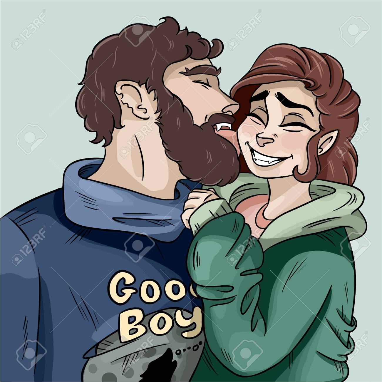 Cute Couple Romantic Colorful Image. Cartoon Style Royalty Free ...