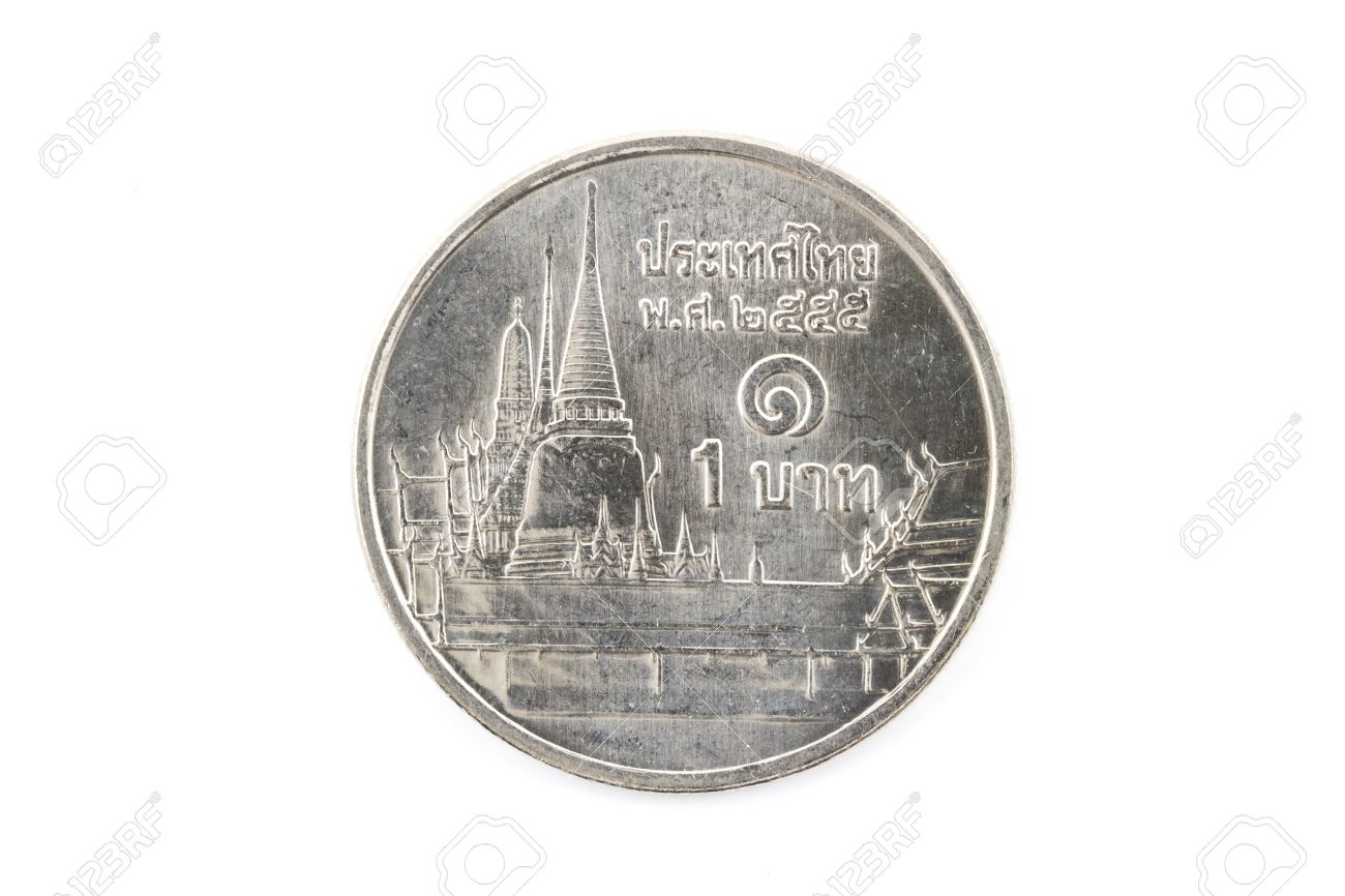 One Baht Coins Coin Of Thailand On White Stock Photo Picture And Royalty Free Image Image