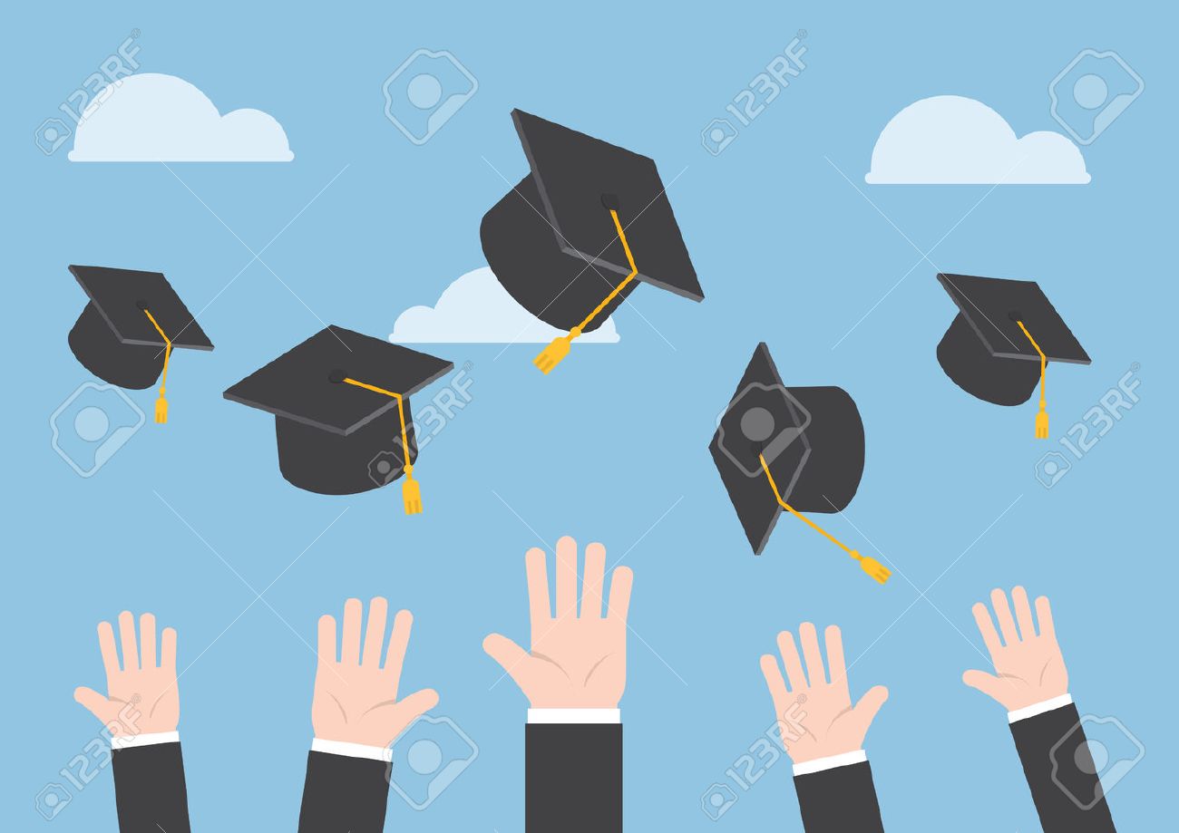 Businessman hands throwing graduation hat in the air - 50069265 Businessman hands throwing graduation hat in the air - 50069265