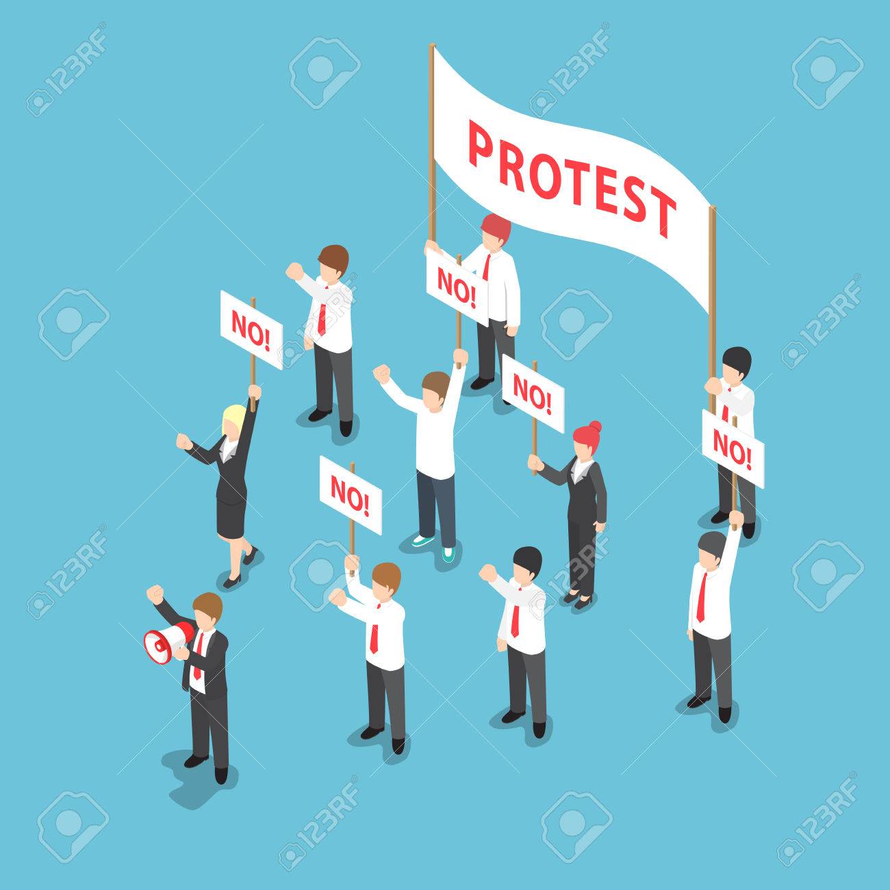 Isometric business people demonstration or Protest with megaphone and placard - 56448063 Isometric business people demonstration or Protest with megaphone and placard - 56448063