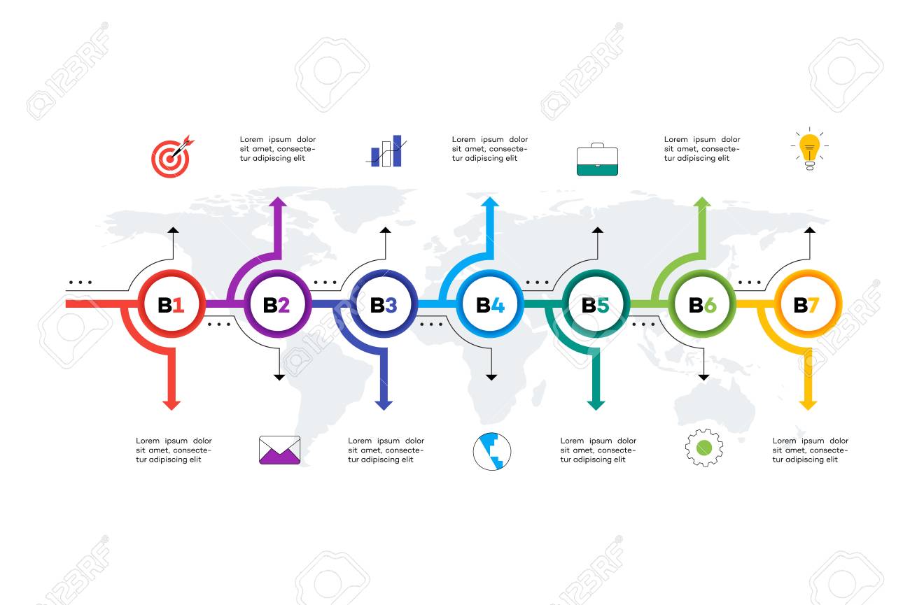 layered horizontal infographic timeline vector template for time line layouts