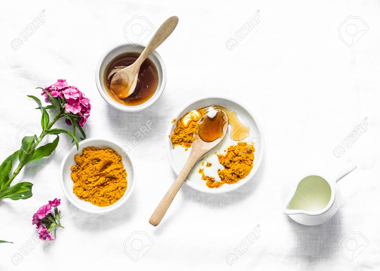 Download Turmeric Honey Coconut Milk Face Mask Homemade Ingredients Stock Photo Picture And Royalty Free Image Image 103608336 PSD Mockup Templates