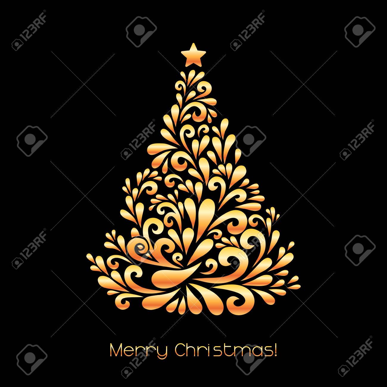 Decorazioni Albero Di Natale Nero E Oro.Vettoriale Albero Di Natale Astratto Decorazione Vettoriale E Composta Da Forme Turbolenza Saluto Carta Di Invito Semplice Nero Decorativo E Illustrazione Oro Per La Stampa Il Web Image 33567055